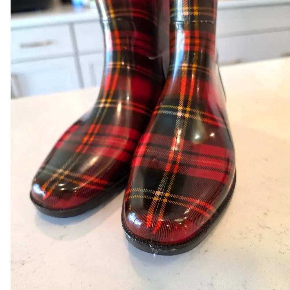 Ralph Lauren Rossalyn II rain boots / Red Tartan Plaid/ size 7